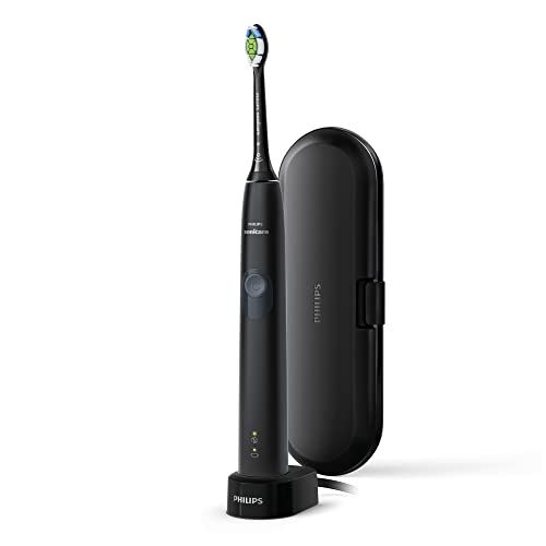 Philips Sonicare ProtectiveClean 4300 Sonic Spazzolino elettrico con sensore di pressione integrato, 1 modalità di pulizia, 1 funzione BrushSync, HX6800/87, nero grigio (spina a 2 pin)